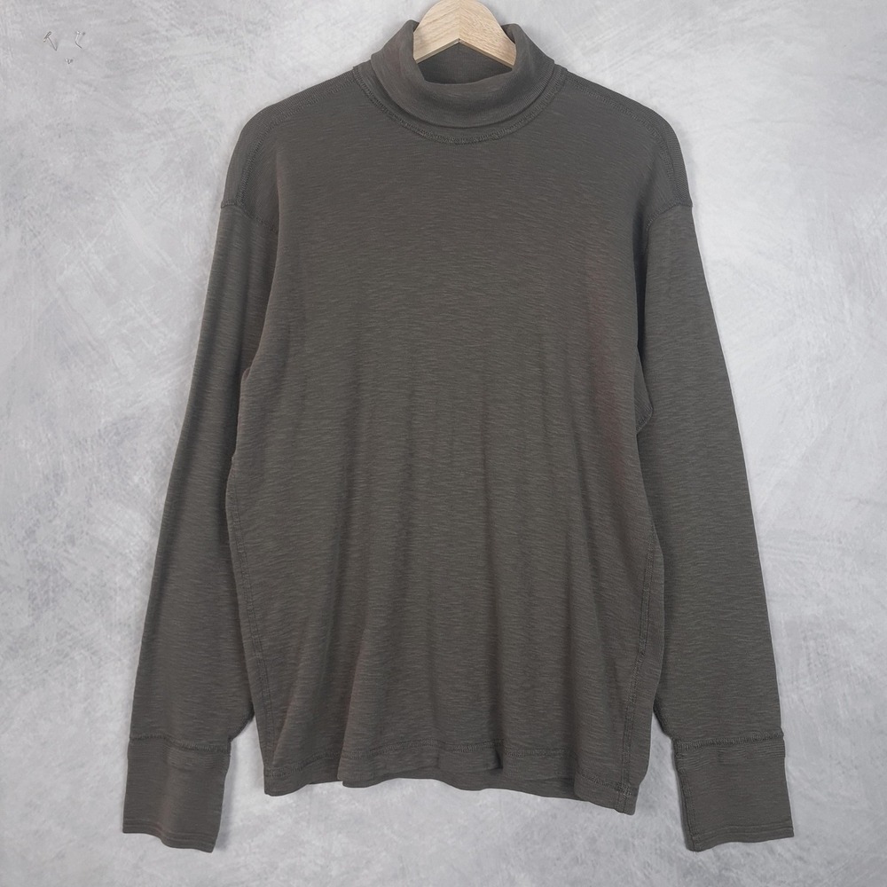 Buck Mason Sweater Mens Large Brown Service Rib Cotton Turtleneck Pullover